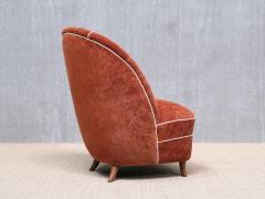 Guglielmo Ulrich Pair of Guglielmo Ulrich Chairs in Dedar Chenille and Walnut Italy 1940s - 4529703