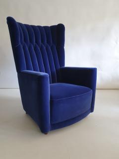 Guglielmo Ulrich Pair of blue velvet upholstered chairs by Guglielmo Ulrich - 1984468