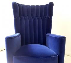 Guglielmo Ulrich Pair of blue velvet upholstered chairs by Guglielmo Ulrich - 1984471