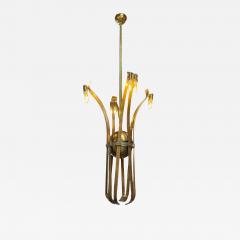 Guglielmo Ulrich Solid Brass Sculptural Chandelier in Style of Guglielmo Ulrich circa 1970s - 4621881