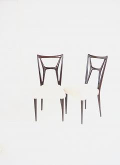 Guglielmo Ulrich set of six Guglielmo Ulrich att dining chairs bentwood H shape velvet 1940 - 3726684
