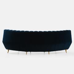 Guglielmo Veronesi Curved Channel Back Navy Velvet Sofa - 1832550