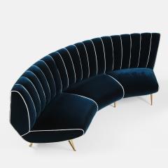 Guglielmo Veronesi Curved Channel Back Navy Velvet Sofa - 1832552