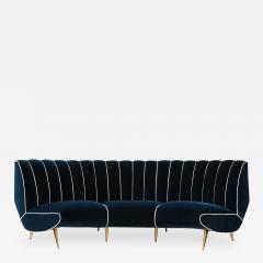 Guglielmo Veronesi Curved Channel Back Navy Velvet Sofa - 1834375