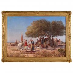 Guglielmo Zocchi Large antique oil painting of a traditional Middle Eastern sword dance by Zocchi - 4387734