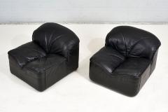 Guido Faleschini Black Leather Lounge Chairs Mariani for Pace - 2712286