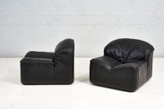 Guido Faleschini Black Leather Lounge Chairs Mariani for Pace - 2712287