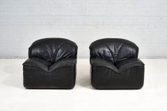 Guido Faleschini Black Leather Lounge Chairs Mariani for Pace - 2712288