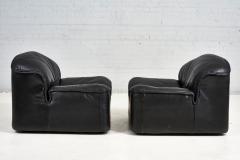 Guido Faleschini Black Leather Lounge Chairs Mariani for Pace - 2712289