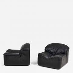 Guido Faleschini Black Leather Lounge Chairs Mariani for Pace - 2720553