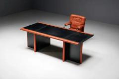 Guido Faleschini Cognac Leather Desk by Guido Faleschini for Mariani Italy 1970s - 3491631