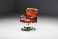 Guido Faleschini Cognac Leather Office Chair by Guido Faleschini for Mariani Italy 1970s - 3491624