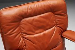 Guido Faleschini Cognac Leather Office Chair by Guido Faleschini for Mariani Italy 1970s - 3491625