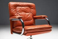 Guido Faleschini Cognac Leather Office Chair by Guido Faleschini for Mariani Italy 1970s - 3491626