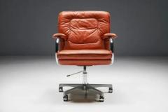 Guido Faleschini Cognac Leather Office Chair by Guido Faleschini for Mariani Italy 1970s - 3491627