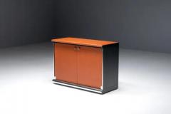 Guido Faleschini Cognac Leather Sideboard by Guido Faleschini for Mariani Italy 1970s - 3484536