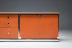 Guido Faleschini Cognac Leather Sideboard by Guido Faleschini for Mariani Italy 1970s - 3484540