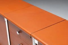 Guido Faleschini Cognac Leather Sideboard by Guido Faleschini for Mariani Italy 1970s - 3484544