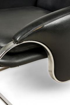 Guido Faleschini Guido Faleschini Italian Mid Century Chrome and Black Leather Rocking Chair - 4274868