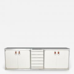 Guido Faleschini Guido Faleschini for Herm s sideboard cabinets lacquered steel leather 1970s - 3090906