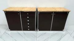 Guido Faleschini Guido Faleschini for Mariani Leather and Suede Wrapped Marble Topped Cabinets - 3176069