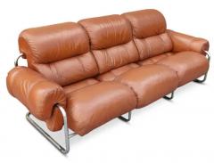 Guido Faleschini Guido Faleschini for i4Mariani Tucroma Cognac Leather 3 Seat Sofa Italy 1970s - 3181316