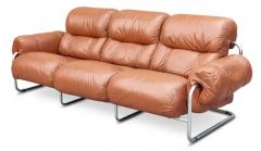 Guido Faleschini Guido Faleschini for i4Mariani Tucroma Cognac Leather 3 Seat Sofa Italy 1970s - 3181339