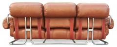 Guido Faleschini Guido Faleschini for i4Mariani Tucroma Cognac Leather 3 Seat Sofa Italy 1970s - 3181351