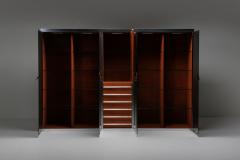 Guido Faleschini Italian design dresser in cognac leather chrome and black glass for Herm s - 2019234