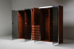 Guido Faleschini Italian design dresser in cognac leather chrome and black glass for Herm s - 2019238