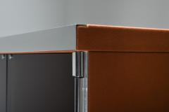 Guido Faleschini Italian design dresser in cognac leather chrome and black glass for Herm s - 2019242