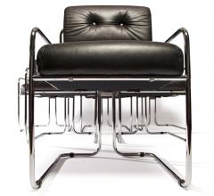 Guido Faleschini Set of 12 Pace Faleschini Leather and Chrome Tucroma Chairs - 432636