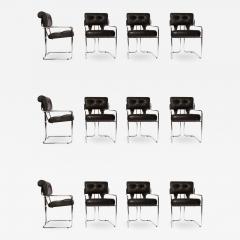 Guido Faleschini Set of 12 Pace Faleschini Leather and Chrome Tucroma Chairs - 433474