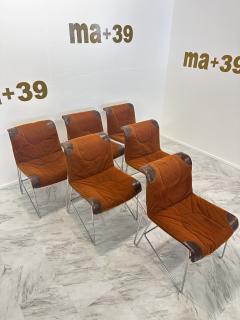 Guido Faleschini Set of 6 Mid Century Modern Italian Orange Chairs by Guido Faleschini 1970s - 3286123