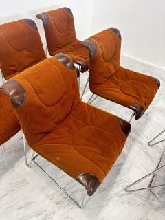 Guido Faleschini Set of 6 Mid Century Modern Italian Orange Chairs by Guido Faleschini 1970s - 3286129