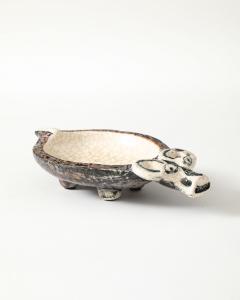 Guido Gambone Glazed Ceramic Ram Bowl in the Manner of Guido Gambone Italy c 1950 - 4609499