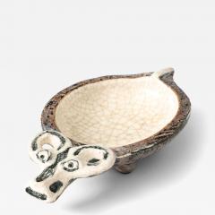 Guido Gambone Glazed Ceramic Ram Bowl in the Manner of Guido Gambone Italy c 1950 - 4609975