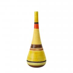 Guido Gambone Guido Gambone Ceramic Vase Yellow Orange Brown Stripes Signed Italy 1950s - 4819328