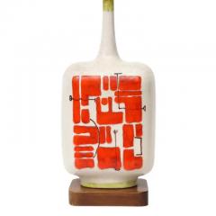 Guido Gambone Guido Gambone Lamp Ceramic Abstract Red White Chartreuse Signed - 3935718