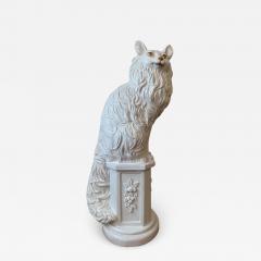 Guido Gambone Large White Glazed Ceramic Seated Cat or Fox Sculpture Italy Mid Century 1960s - 2549488