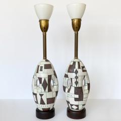 Guido Gambone Pair of Guido Gambone Ceramic Table Lamps Signed - 1295572