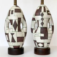 Guido Gambone Pair of Guido Gambone Ceramic Table Lamps Signed - 1295573