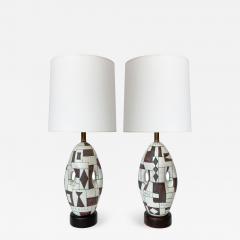 Guido Gambone Pair of Guido Gambone Ceramic Table Lamps Signed - 1296020