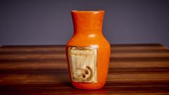 Guido Gambone Signed Guido Gambone Ceramic Vase in Orange Italy 1950s - 3235713