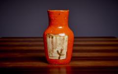 Guido Gambone Signed Guido Gambone Ceramic Vase in Orange Italy 1950s - 3235715