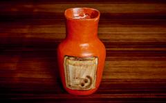 Guido Gambone Signed Guido Gambone Ceramic Vase in Orange Italy 1950s - 3235718