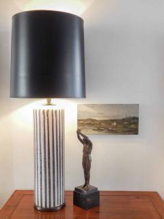 Guido Gambone Vintage Striped Pottery Lamp - 4535138