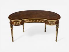 Guillaume Groh Kidney Shaped Desk and Chair Leather Bronze France 19th c  - 4550650