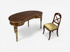 Guillaume Groh Kidney Shaped Desk and Chair Leather Bronze France 19th c  - 4550651