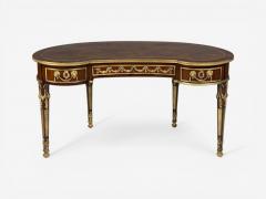 Guillaume Groh Kidney Shaped Desk and Chair Leather Bronze France 19th c  - 4550652